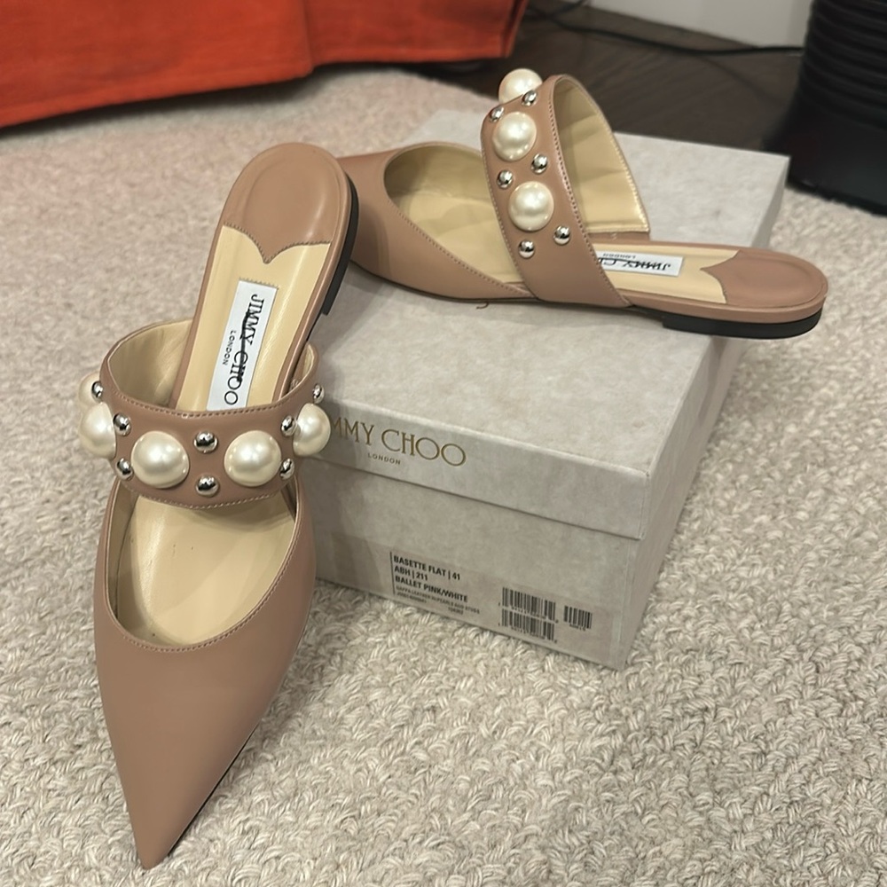Jimmy Choo Nude Mule with Pearls